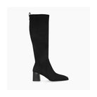 Lodi Halbor black suede knee length boots with small black heel