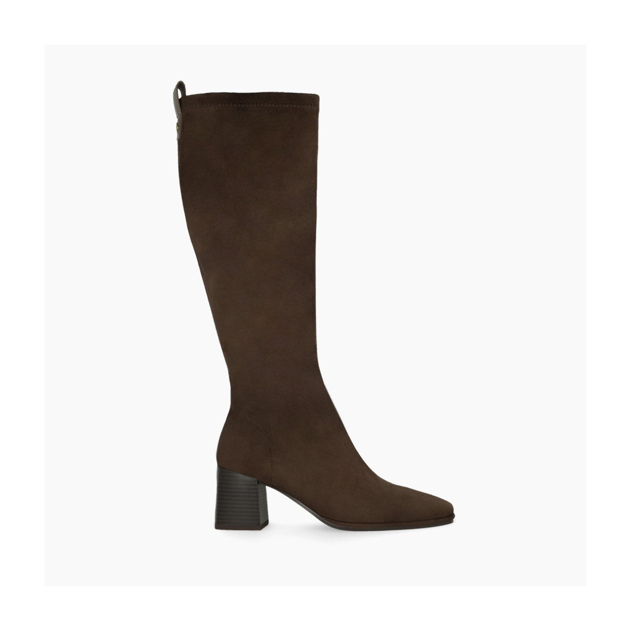 Lodi Halbor knee-high low heel suede boots in chocolate brown