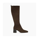 Lodi Halbor knee-high low heel suede boots in chocolate brown