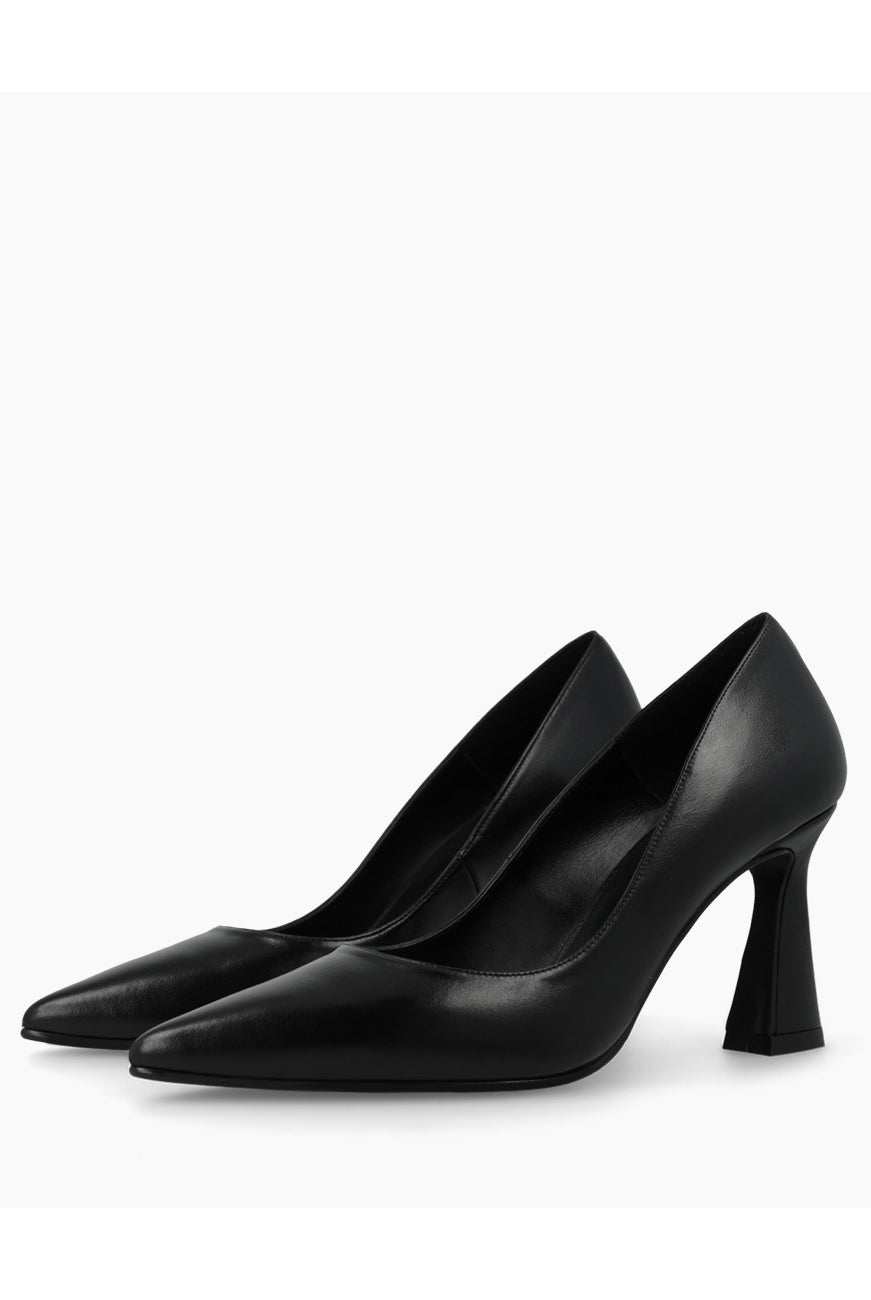 Lodi Roa black leather pointed toe court shoes with 8 cm geometric heels