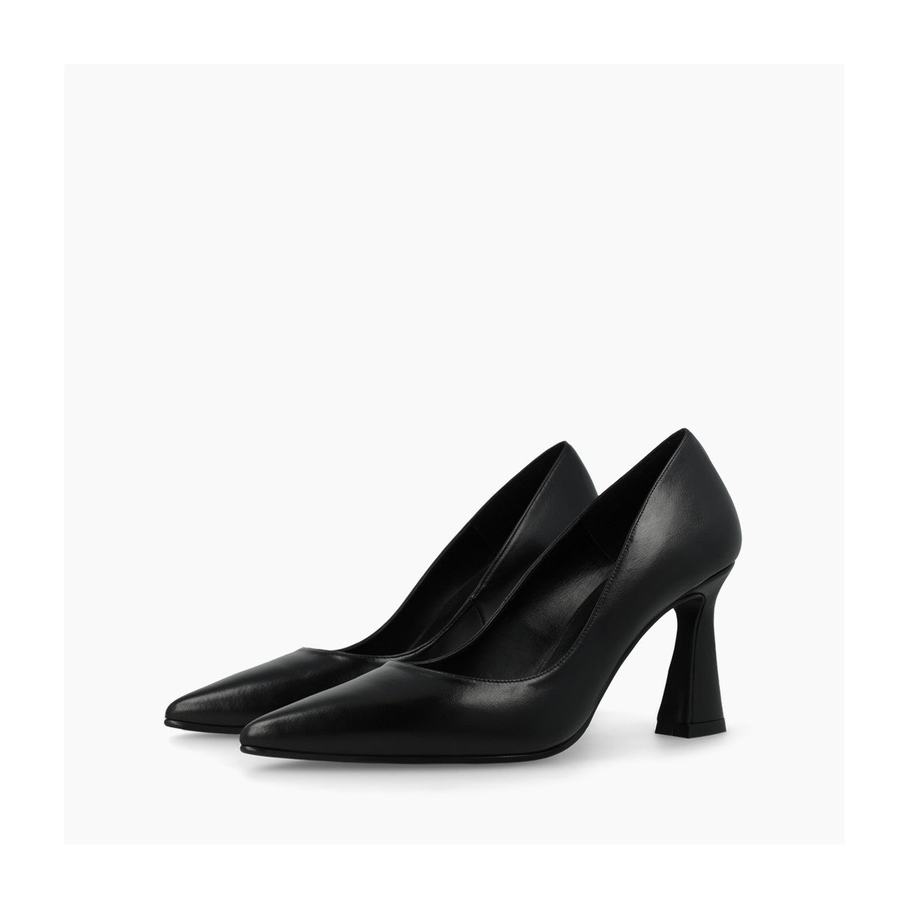 Lodi Roa black leather pointed toe court shoes with 8 cm geometric heels