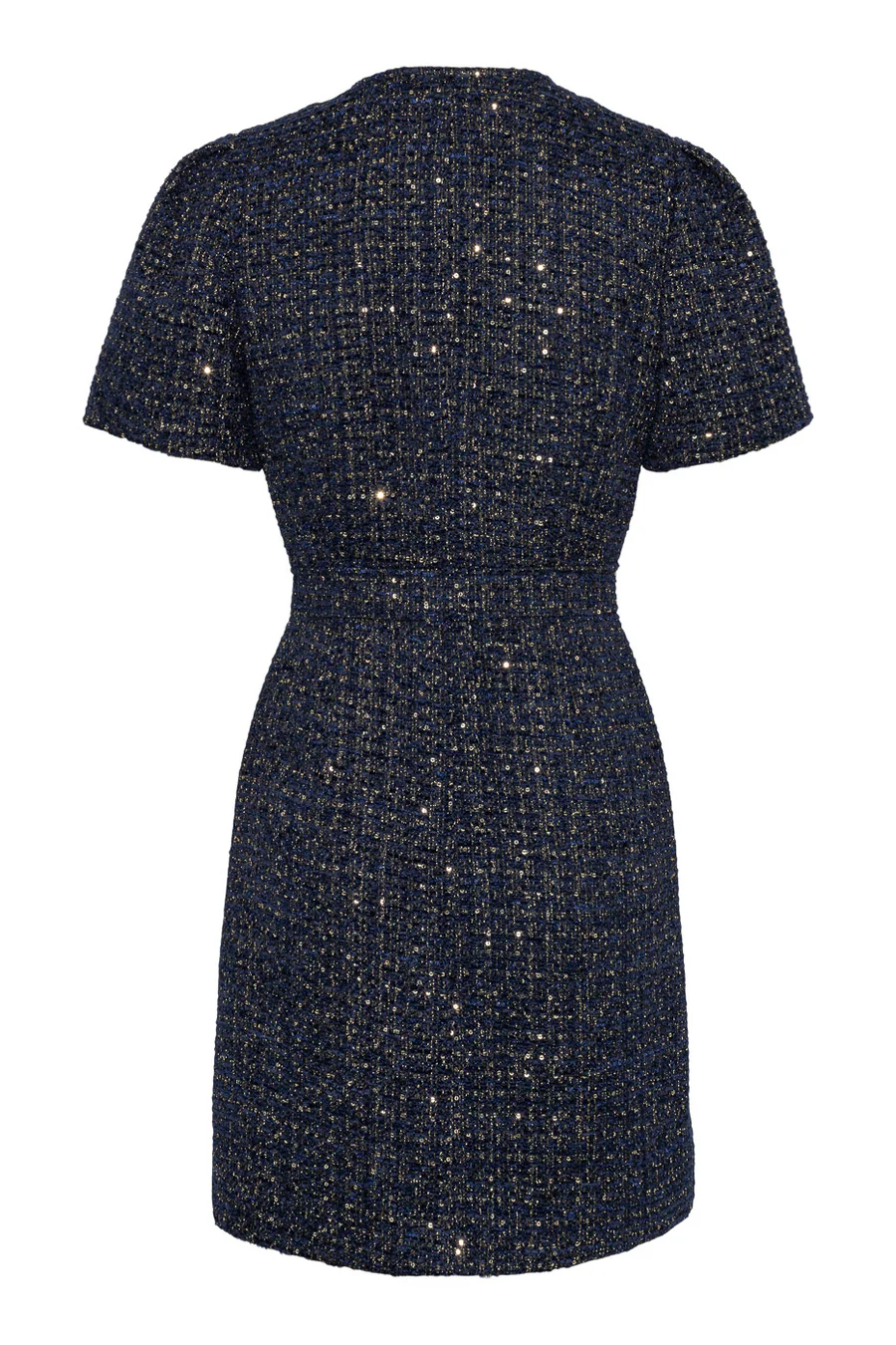 Love Lolina Stassie tweed mini with defined waist and subtle sparkle – rear view