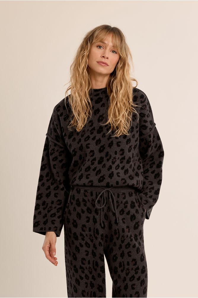Molly Bracken leopard print high neck jumper front view
