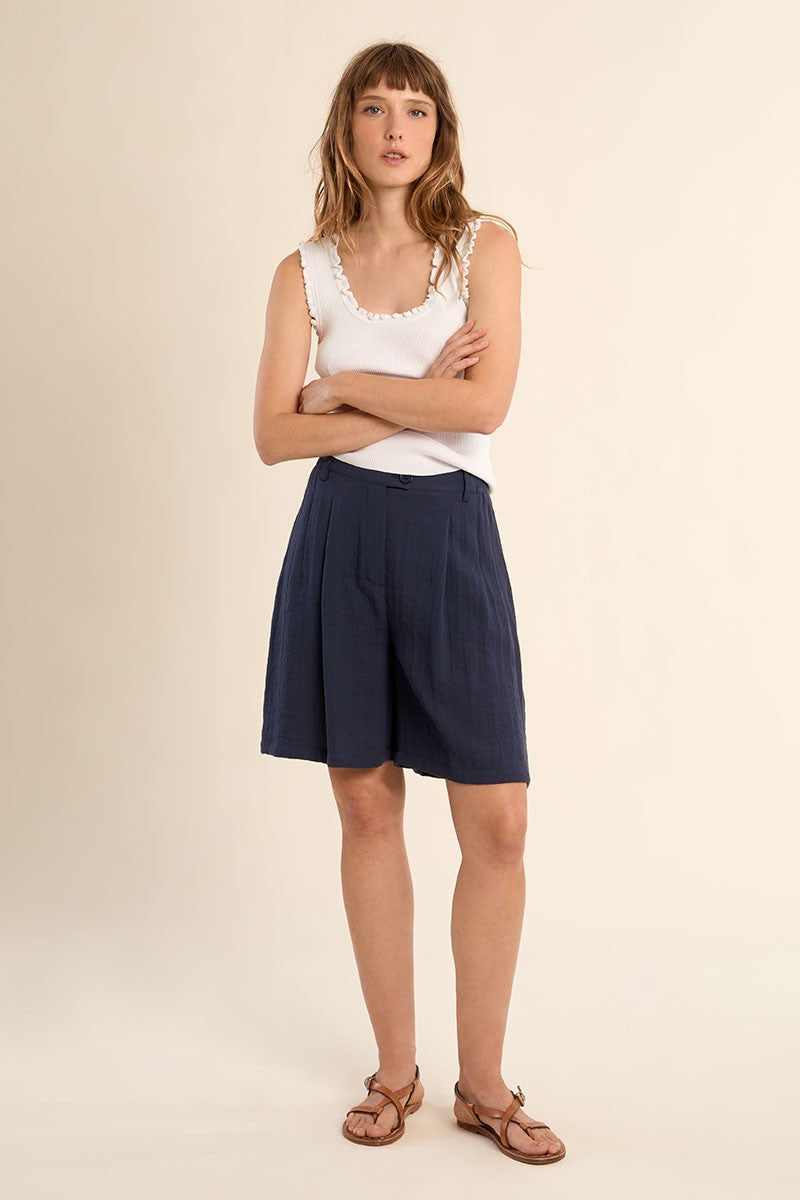 Molly Bracken white ribbed tank top slim fit