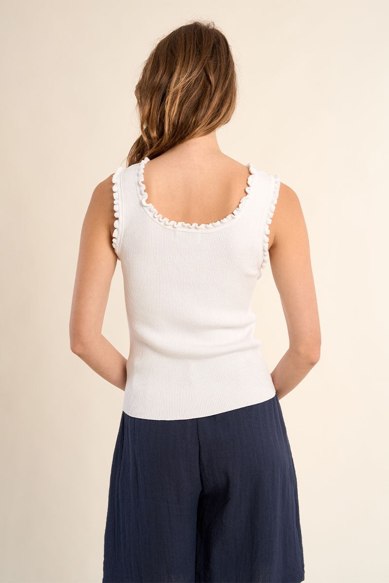 Molly Bracken white ribbed tank top back view slim fit