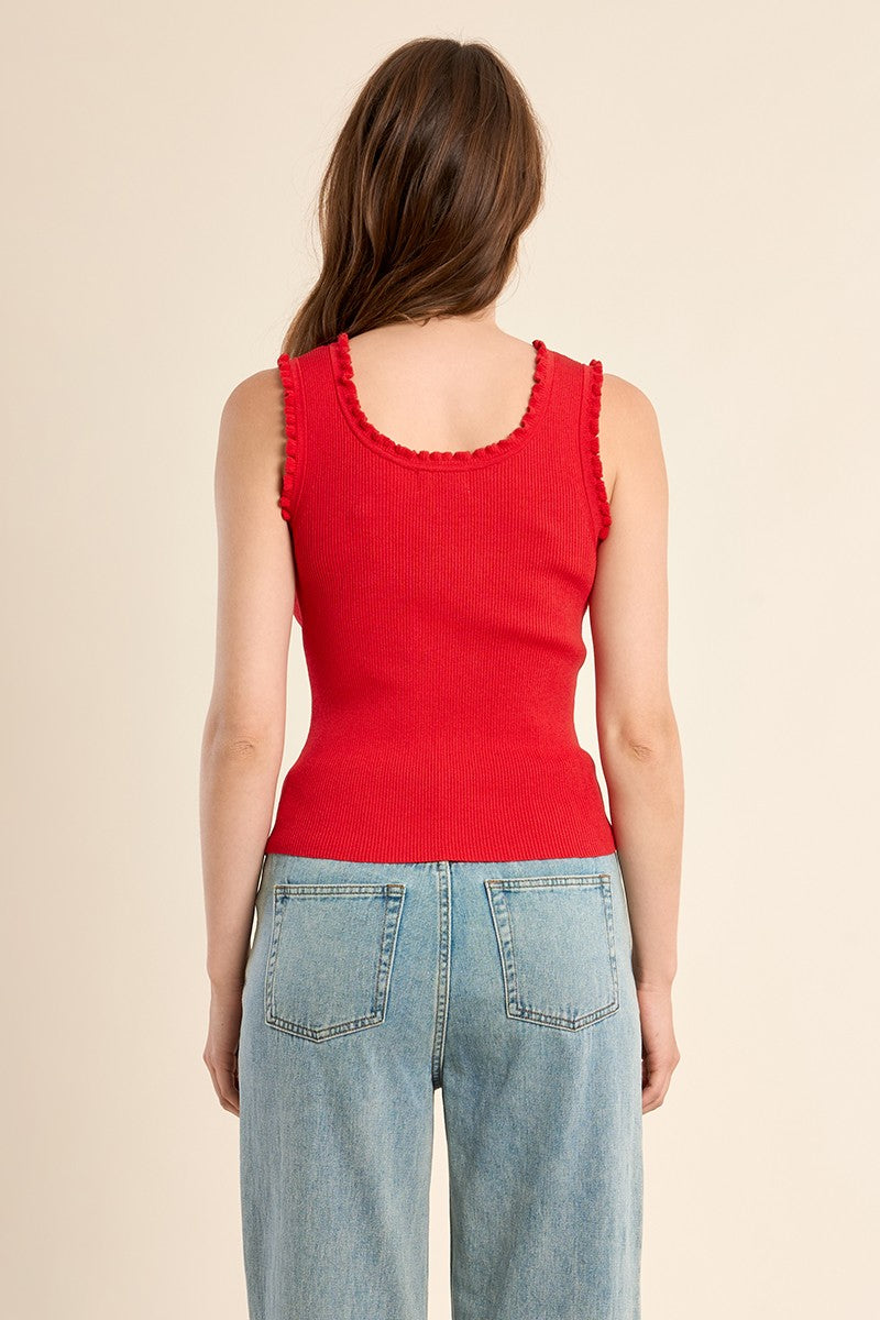 Molly Bracken red ribbed vest top back view slim fit