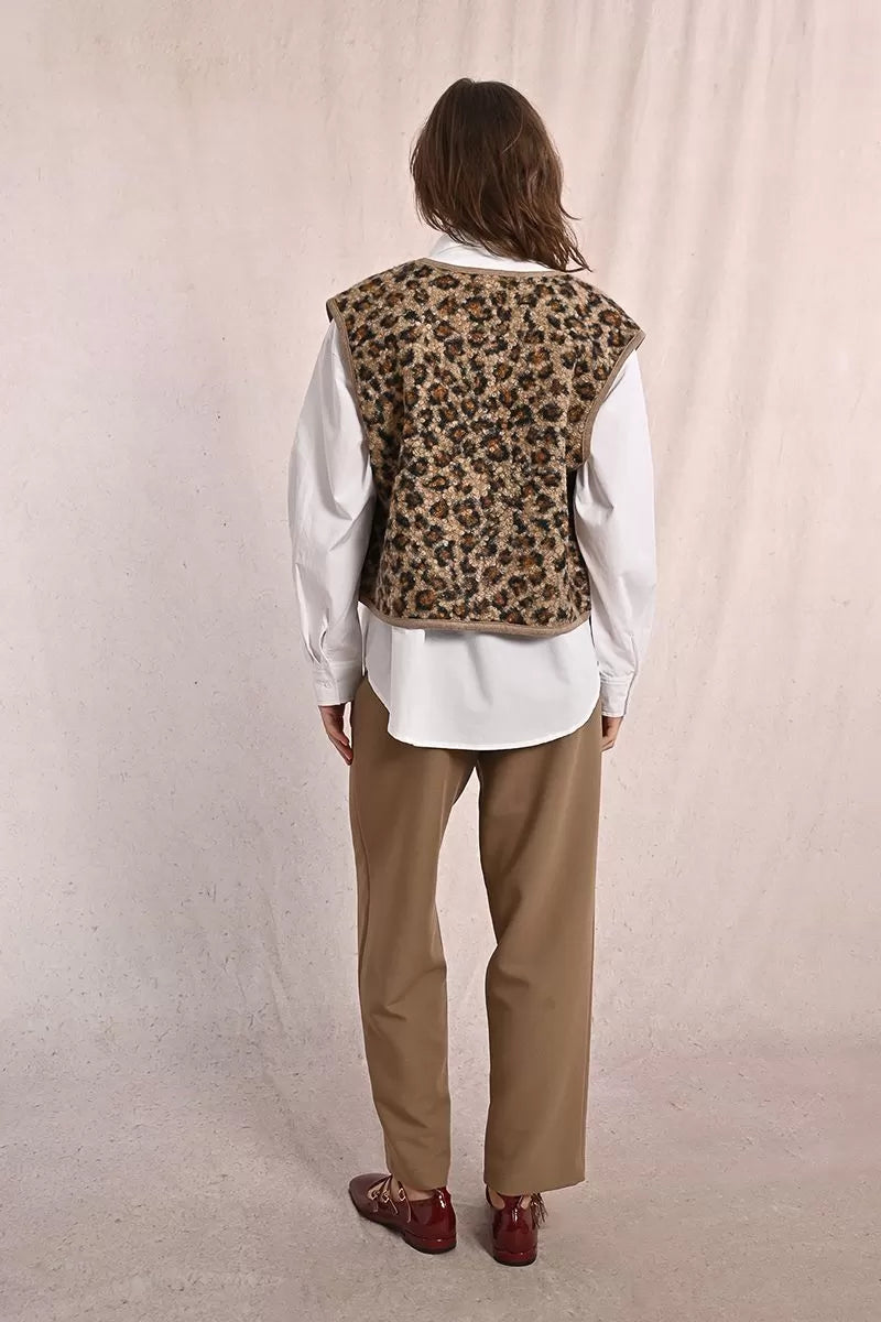 Back view of Molly Bracken animal print sleeveless vest