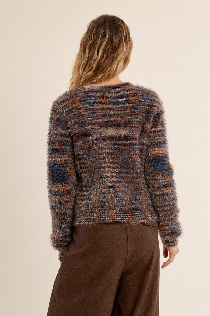 Molly Bracken blue and brown striped cardigan back view