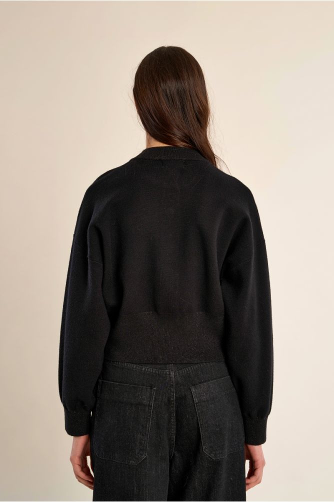 Molly Bracken black heart button knit cardigan back view