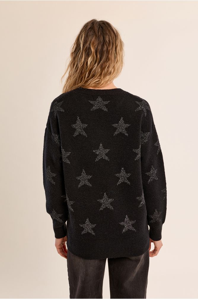 Molly Bracken black star knit jumper back view on model