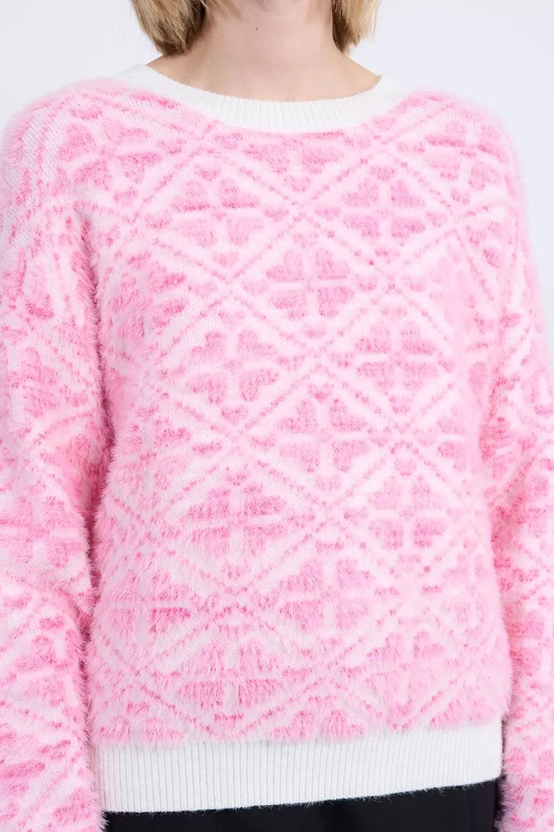Raised textured detail on Molly Bracken pink jumper