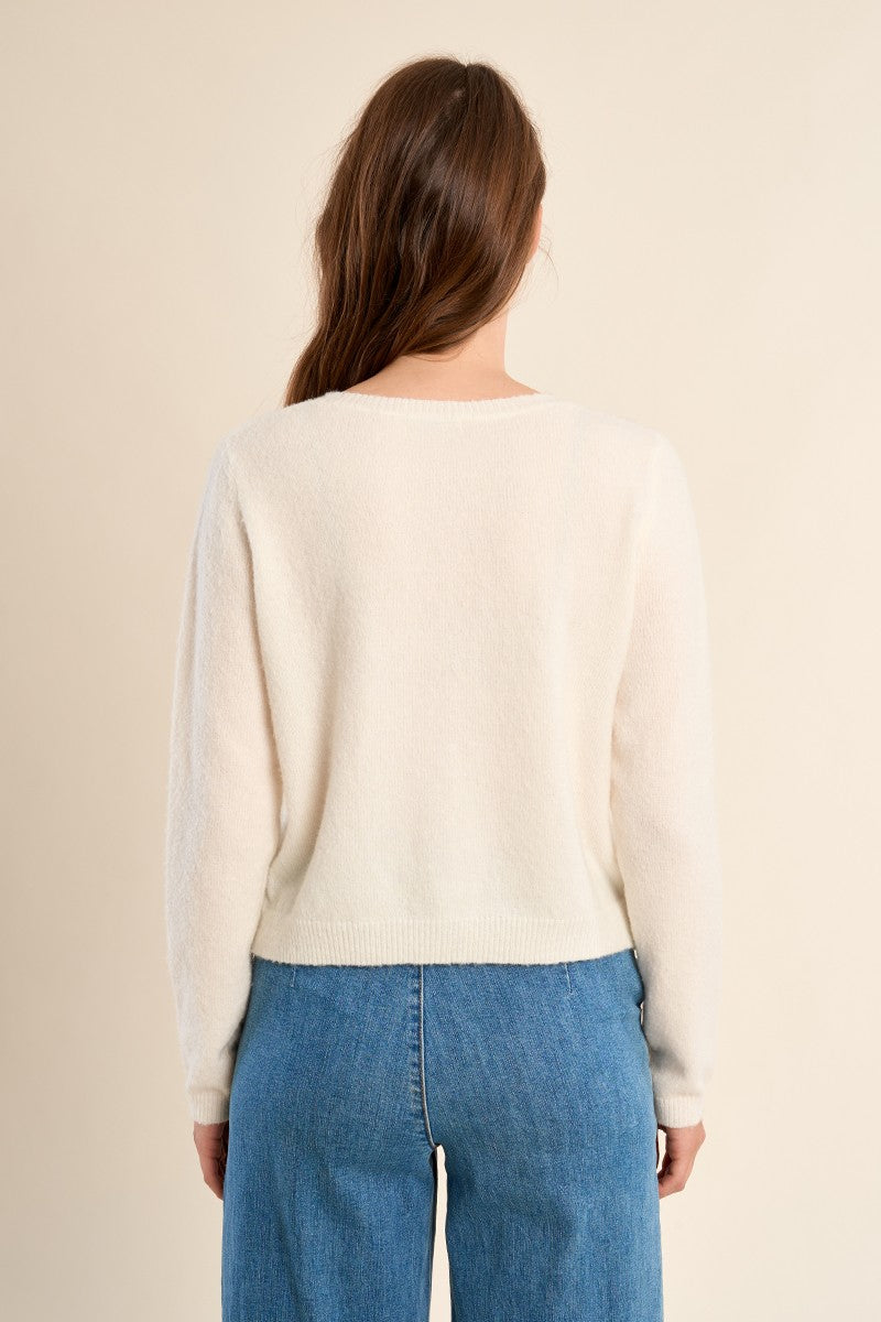 Molly Bracken cream knit cardigan back view