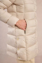 Molly Bracken long beige puffer jacket with zipped pockets