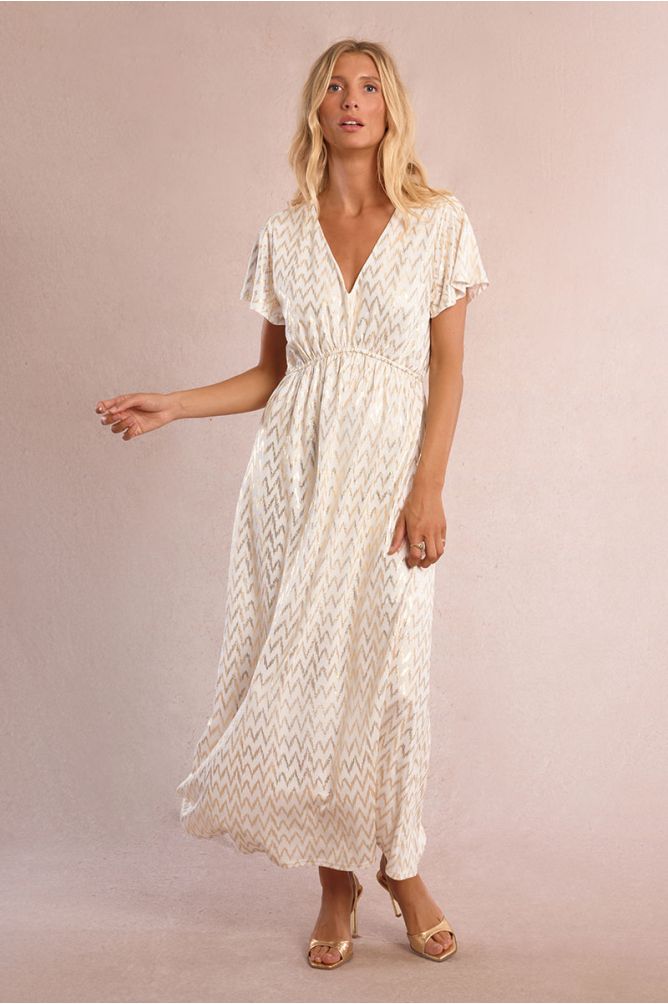 Molly Bracken iridescent elasticated maxi dress