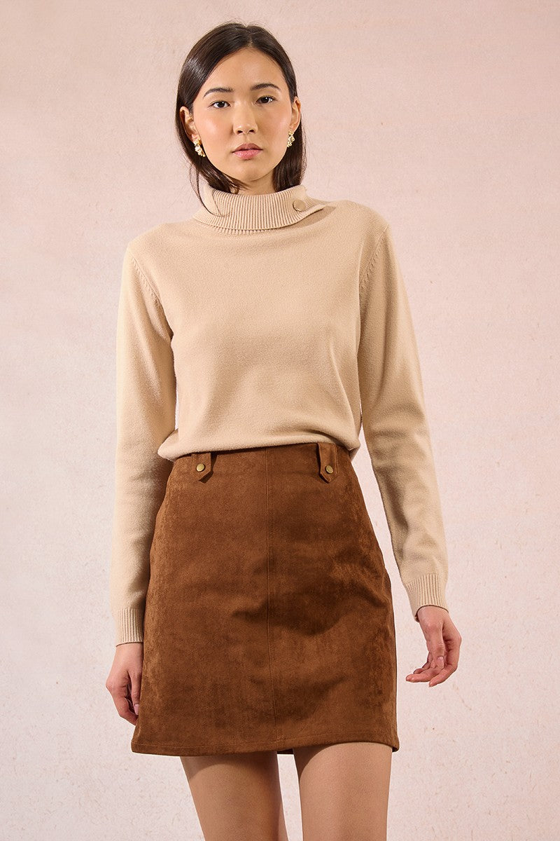 Molly Bracken camel faux suede brown mini skirt