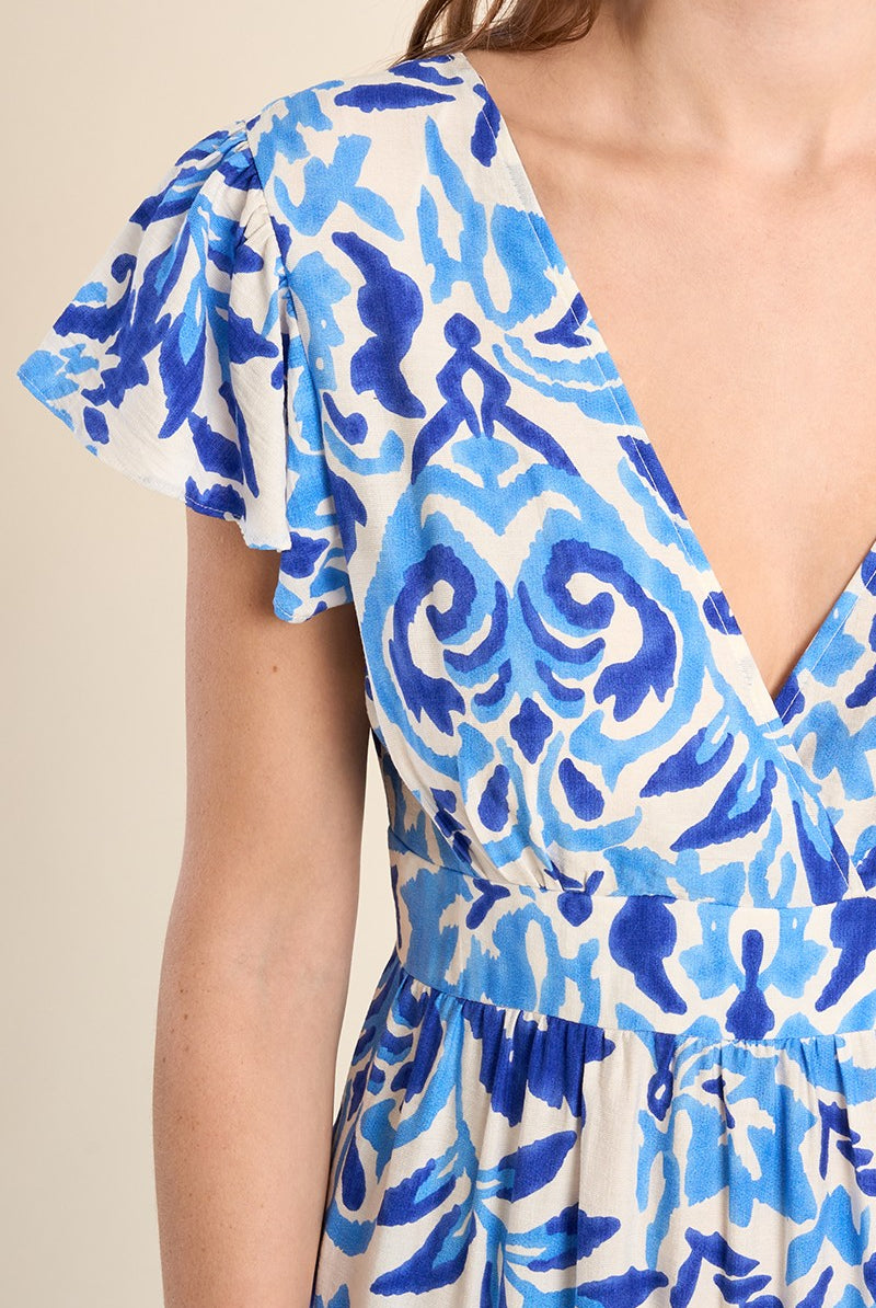 Molly Bracken summer maxi dress blue floral print