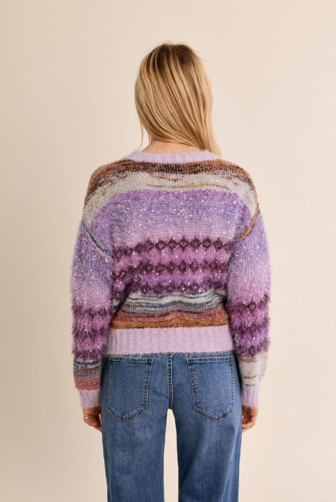 Molly Bracken purple fluffy knit jumper back view