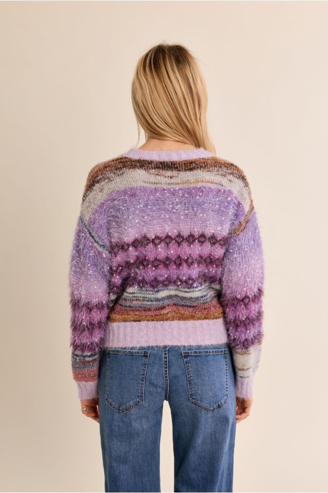 Molly Bracken purple fluffy knit jumper back view