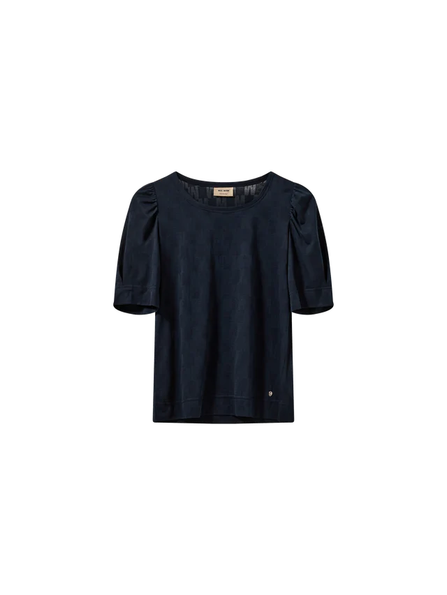 Mos Mosh Chrissie Burn Out Short Puffed Sleeve T-shirt In Navy