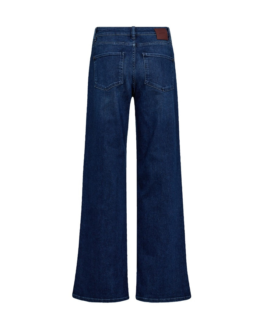 Back view of Mos Mosh Dara Hera wide leg jeans in dark blue denim.