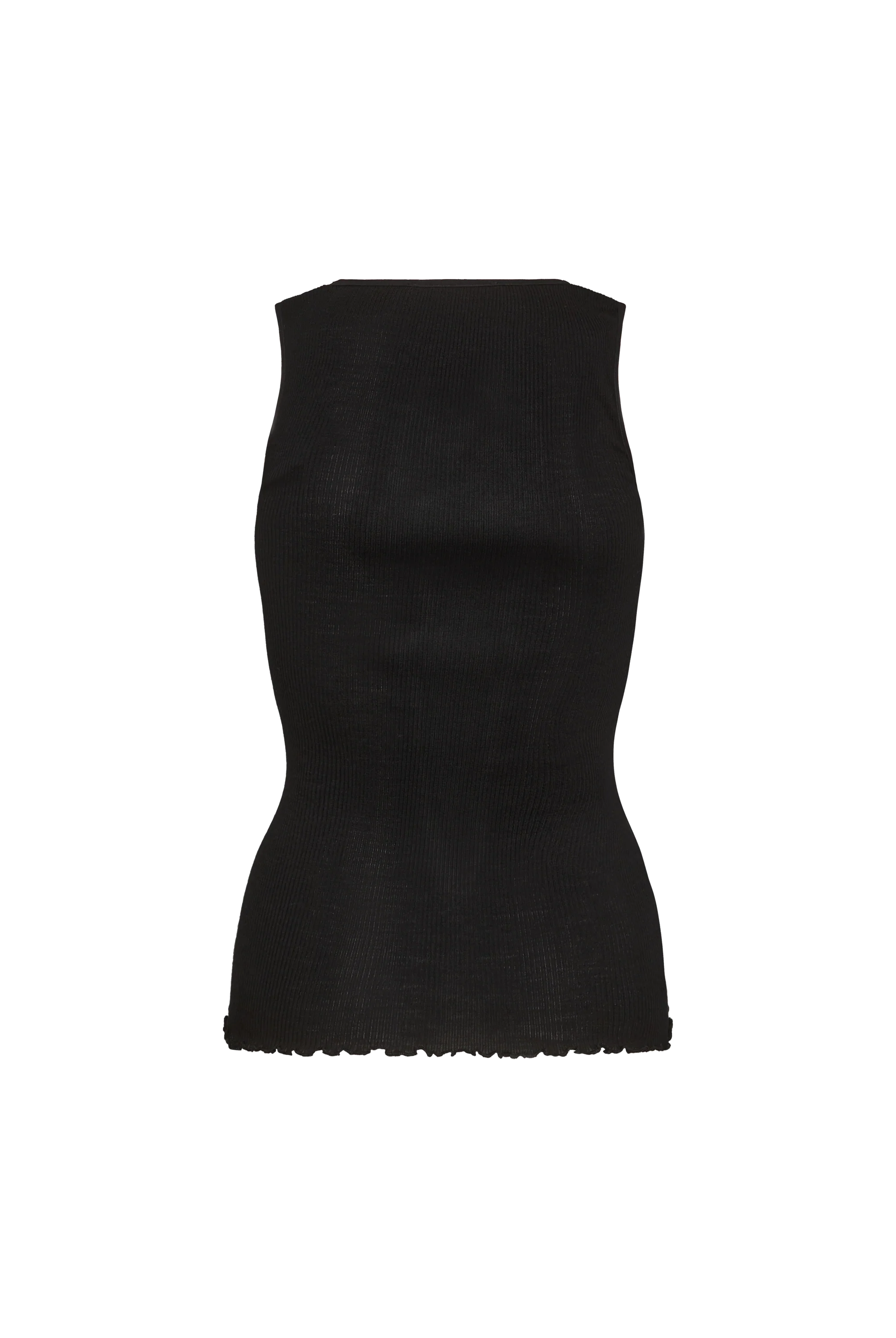 Mos Mosh Elaine best top in black silk blend with frill hem detail
