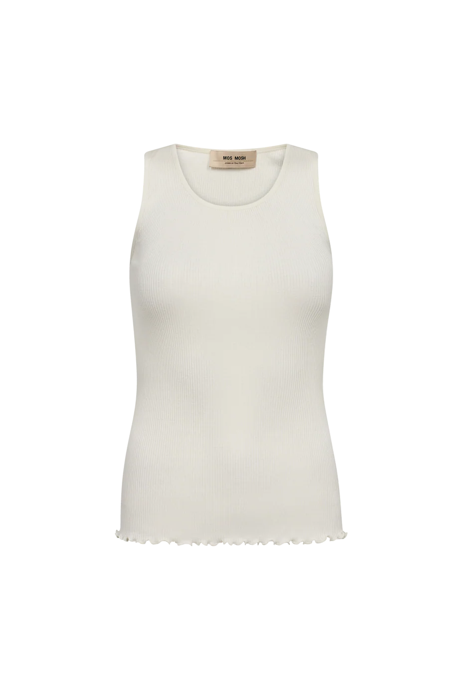 Flat lay of Mos Mosh Elaine vest in beige ribbed silk blend