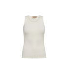 Flat lay of Mos Mosh Elaine vest in beige ribbed silk blend