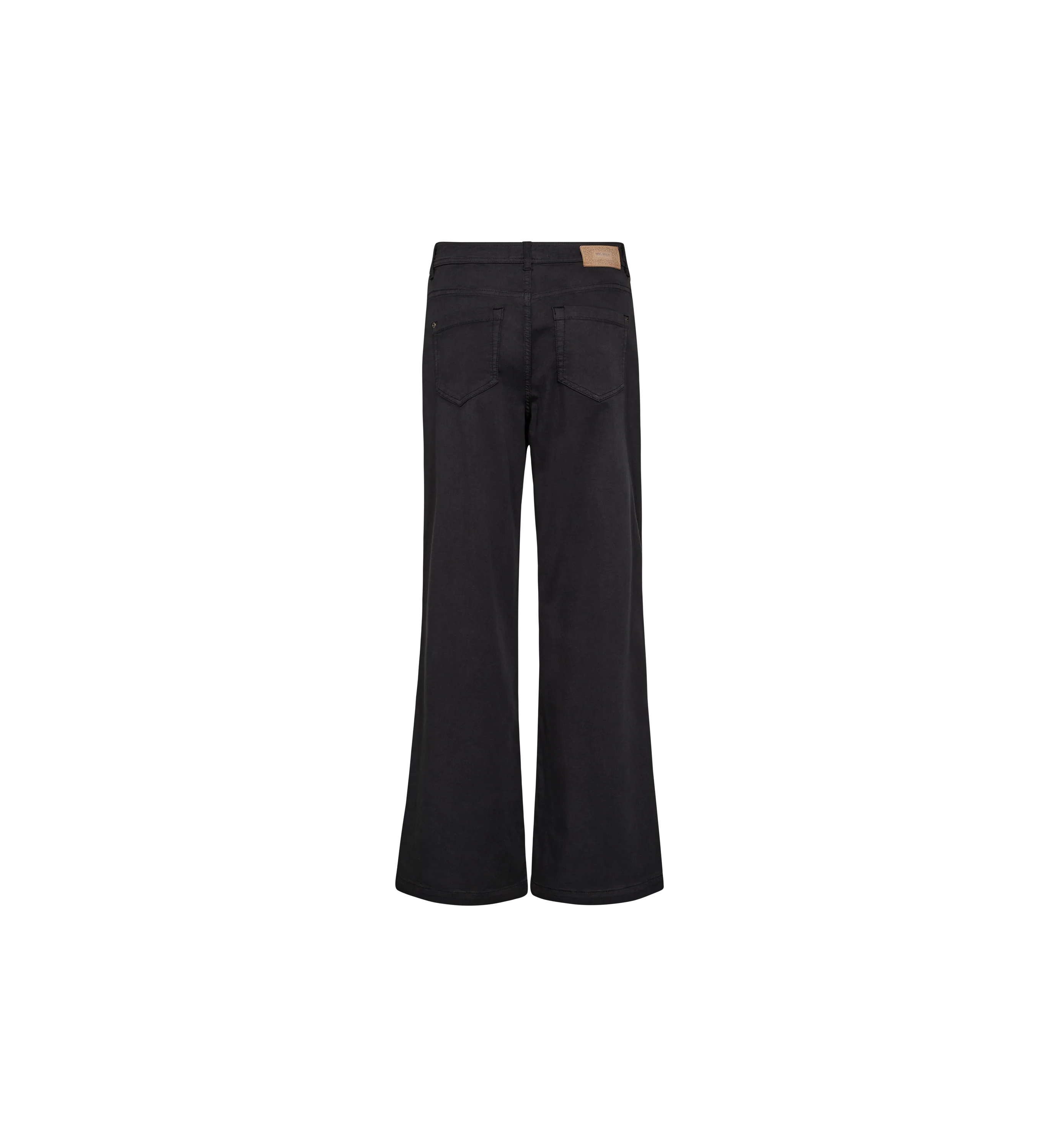 Back angle of m Mos Mosh Dara Treasure Wide Leg Trousers in dark grey.