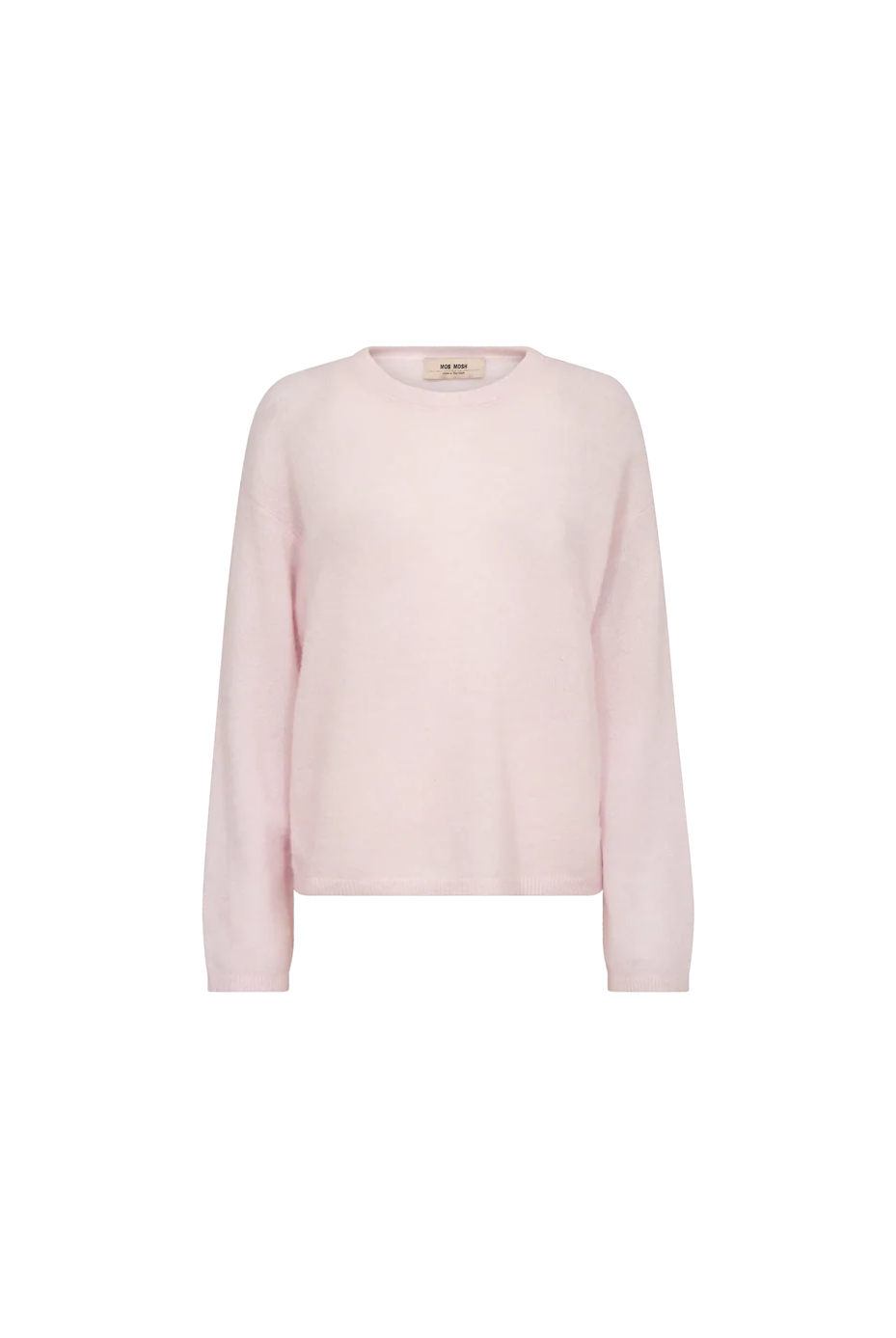 Mos Mosh Mape O-Neck knit jumper pastel pink, studio front view