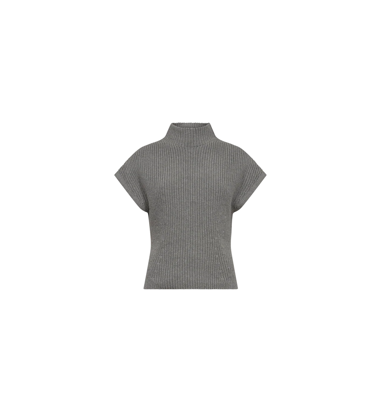 Flat lay of Mos Mosh Biola Bine grey sleeveless knit vest with high neck