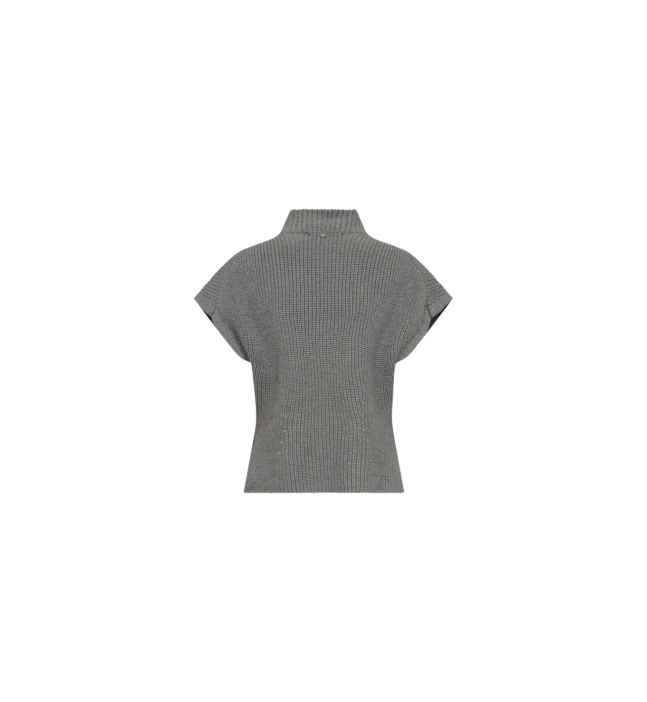Neatly folded grey knitted vest by Mos Mosh on white background