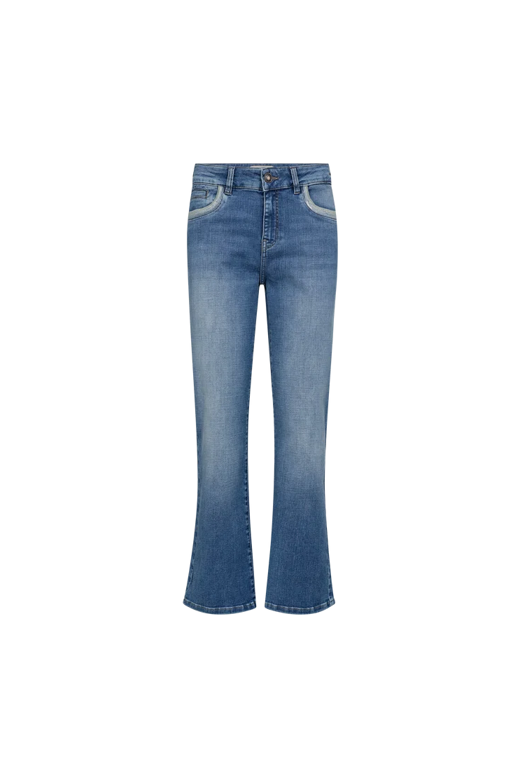 Mos Mosh Cecilia Perla blue high rise flared jeans front view