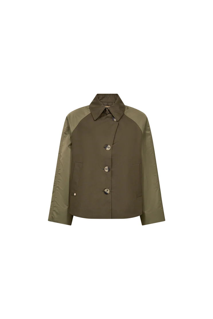 Mos Mosh Zyla Neola olive trench jacket product front
