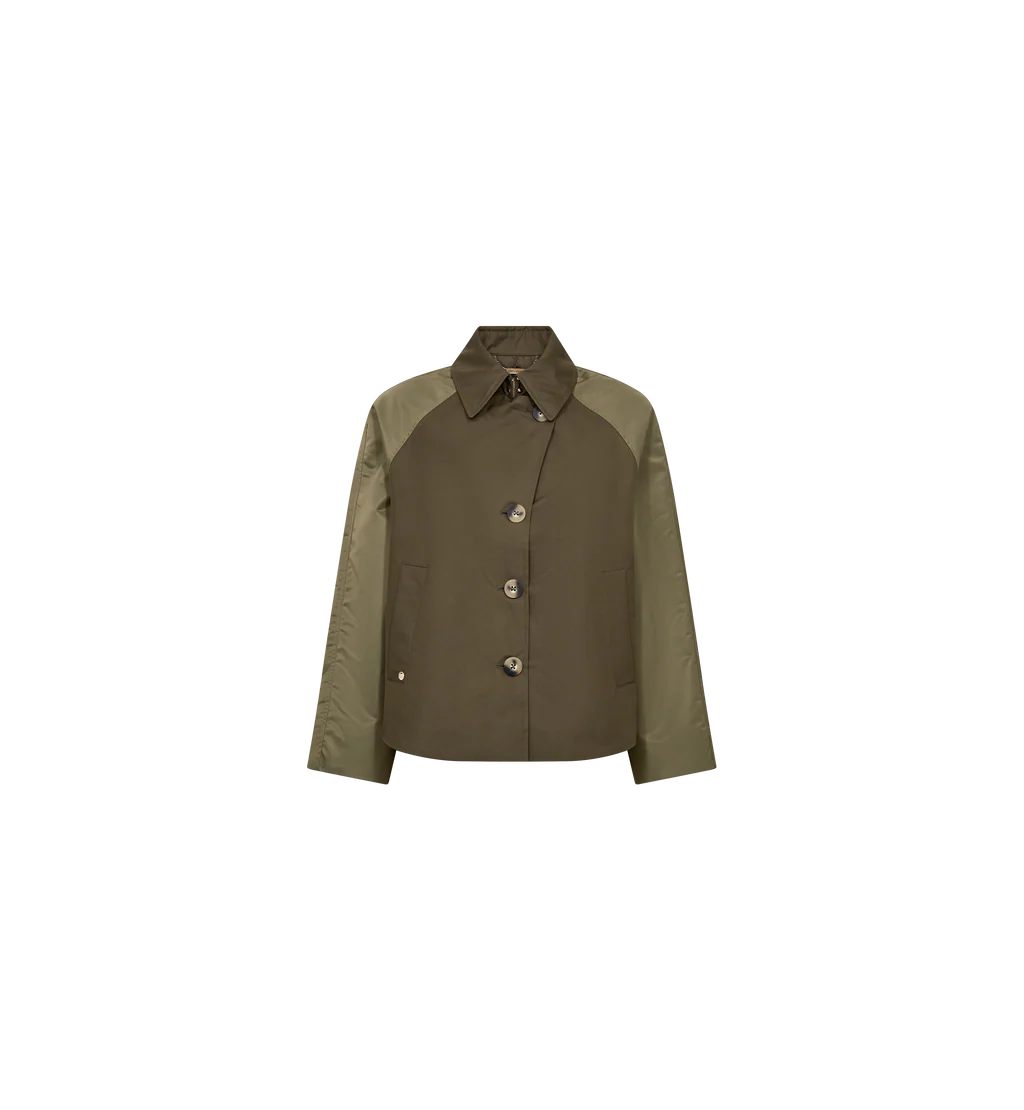 Mos Mosh Zyla Neola olive trench jacket product front