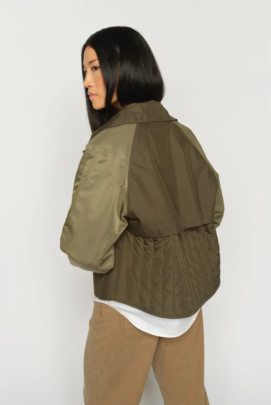 Mos Mosh Zyla Neola cropped trench jacket back view