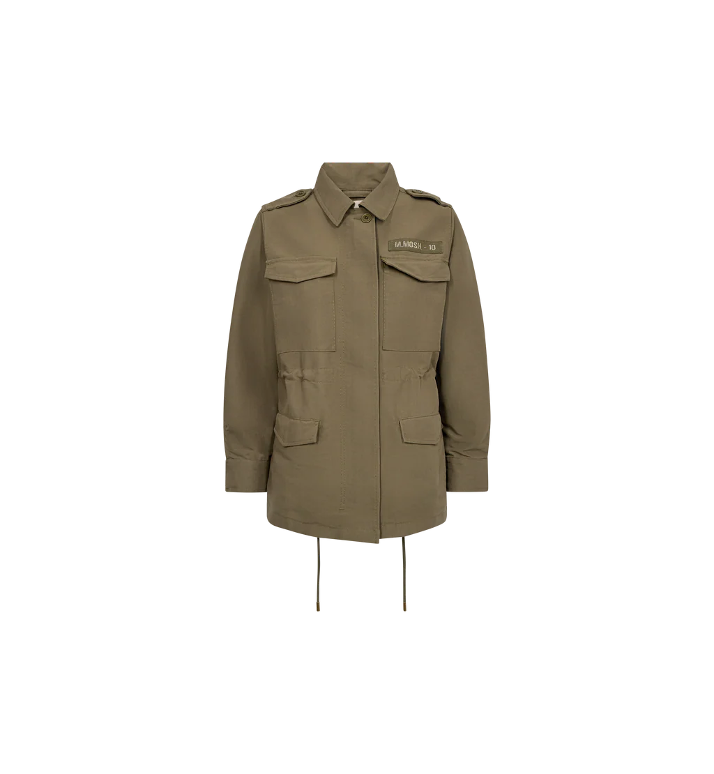 Mos Mosh Tinsley Fredric khaki utility jacket front view with chest pockets