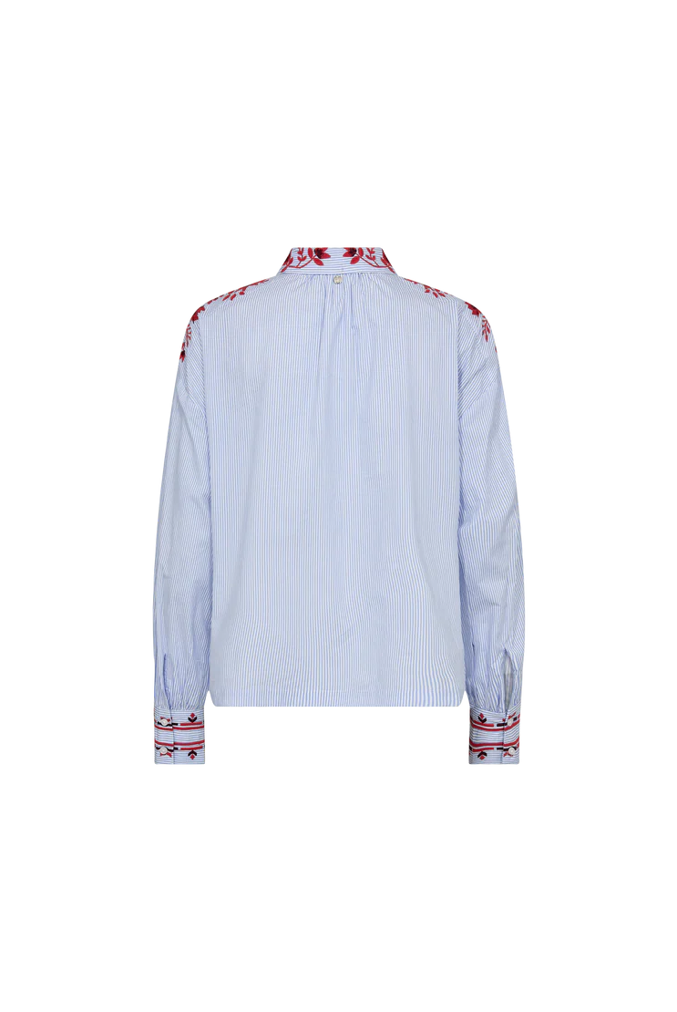 Mos Mosh Osmo blue stripe embroidered shirt back view