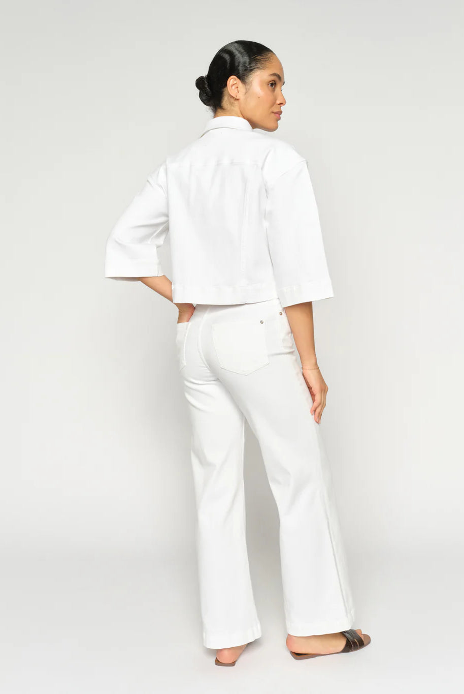 Mos Mosh Dara Deluxe wide leg white jeans back view