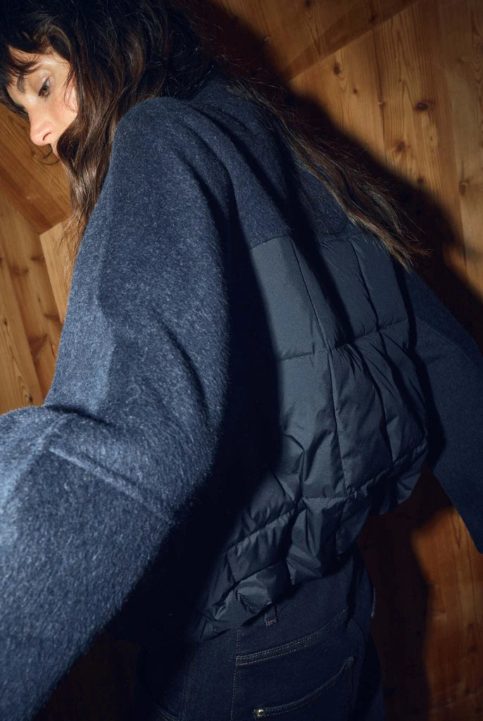 MOS MOSH Harriet Loisa navy quilted jacket sleeve and panel detail