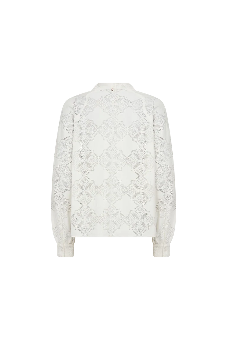 Mos Mosh Tamlyn ecru lace blouse back product view