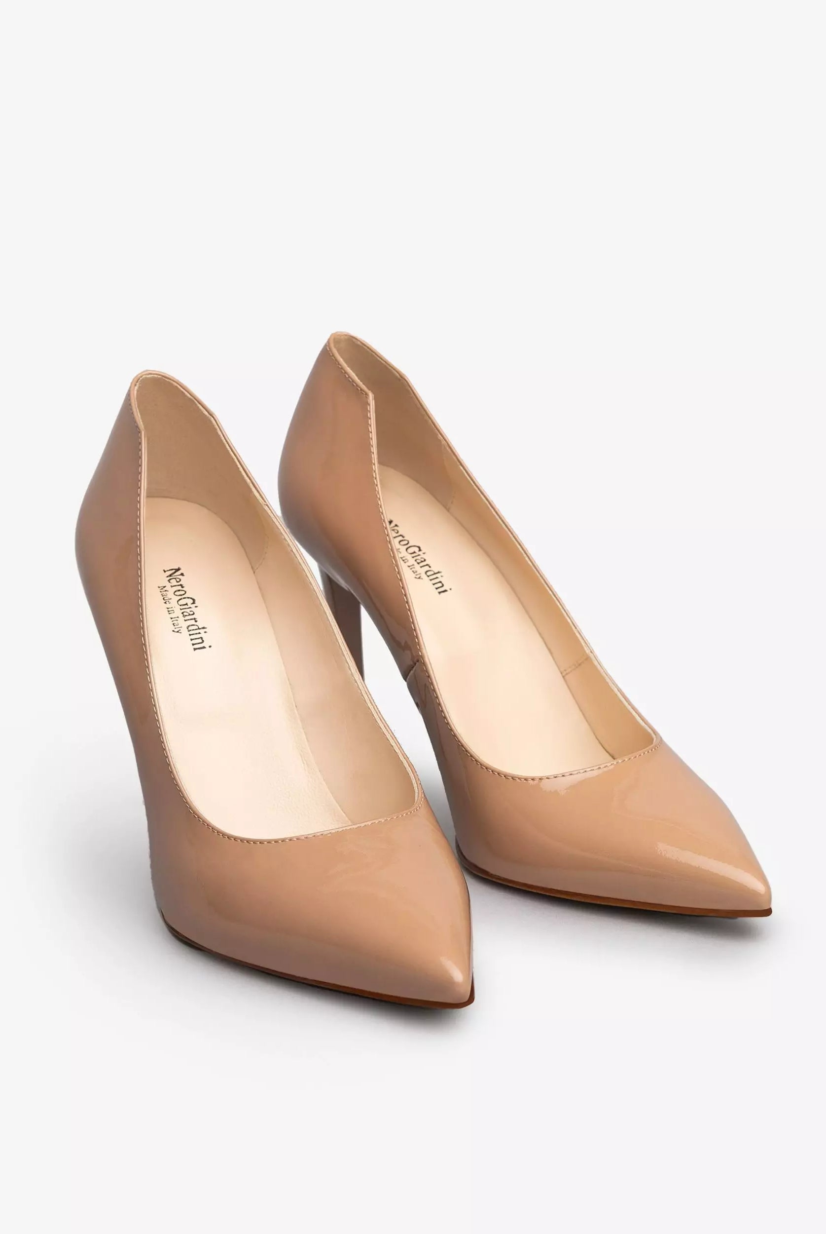 NeroGiardini nude patent high heeled stiletto court shoes