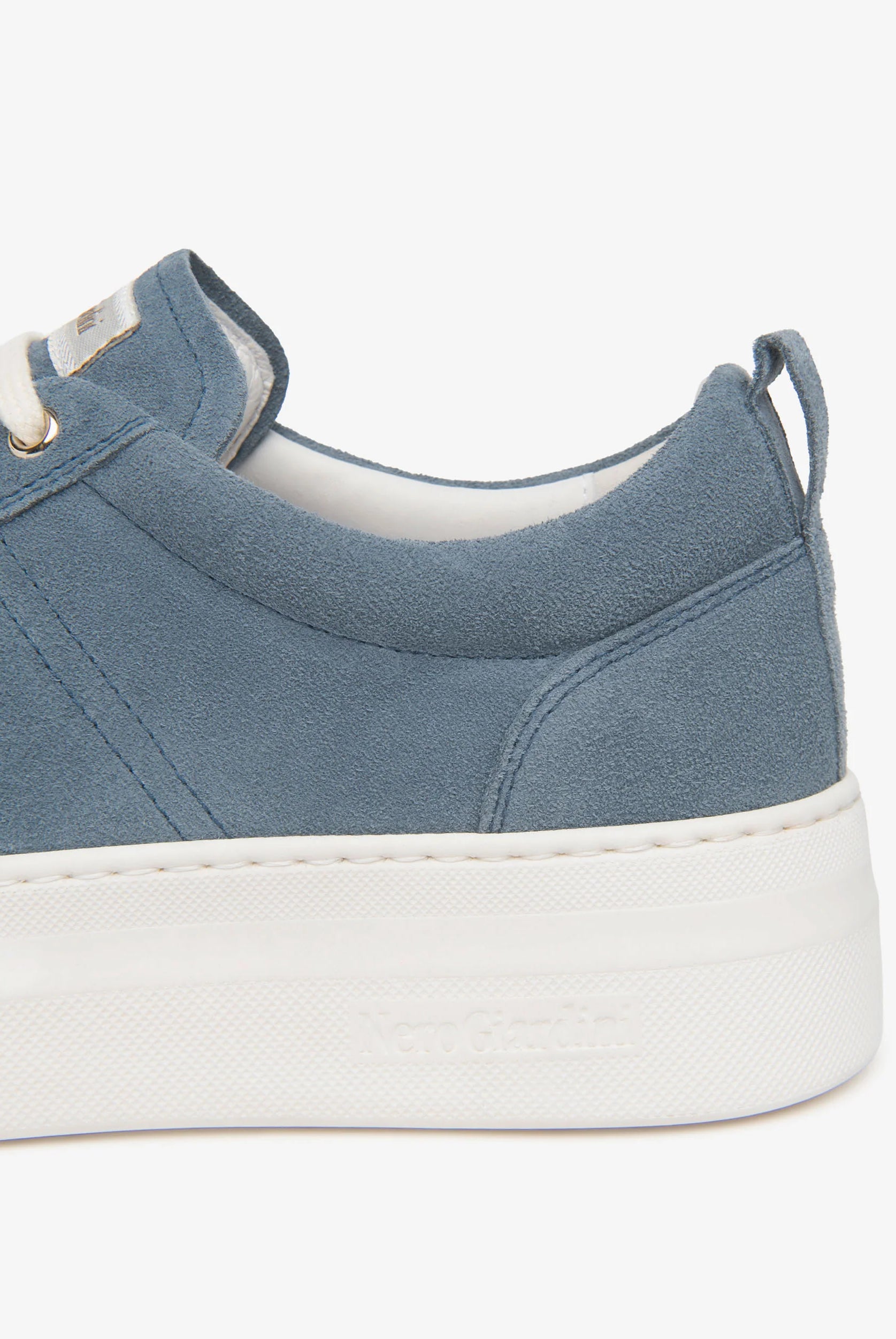 NeroGiardini blue suede platform trainers heel detail