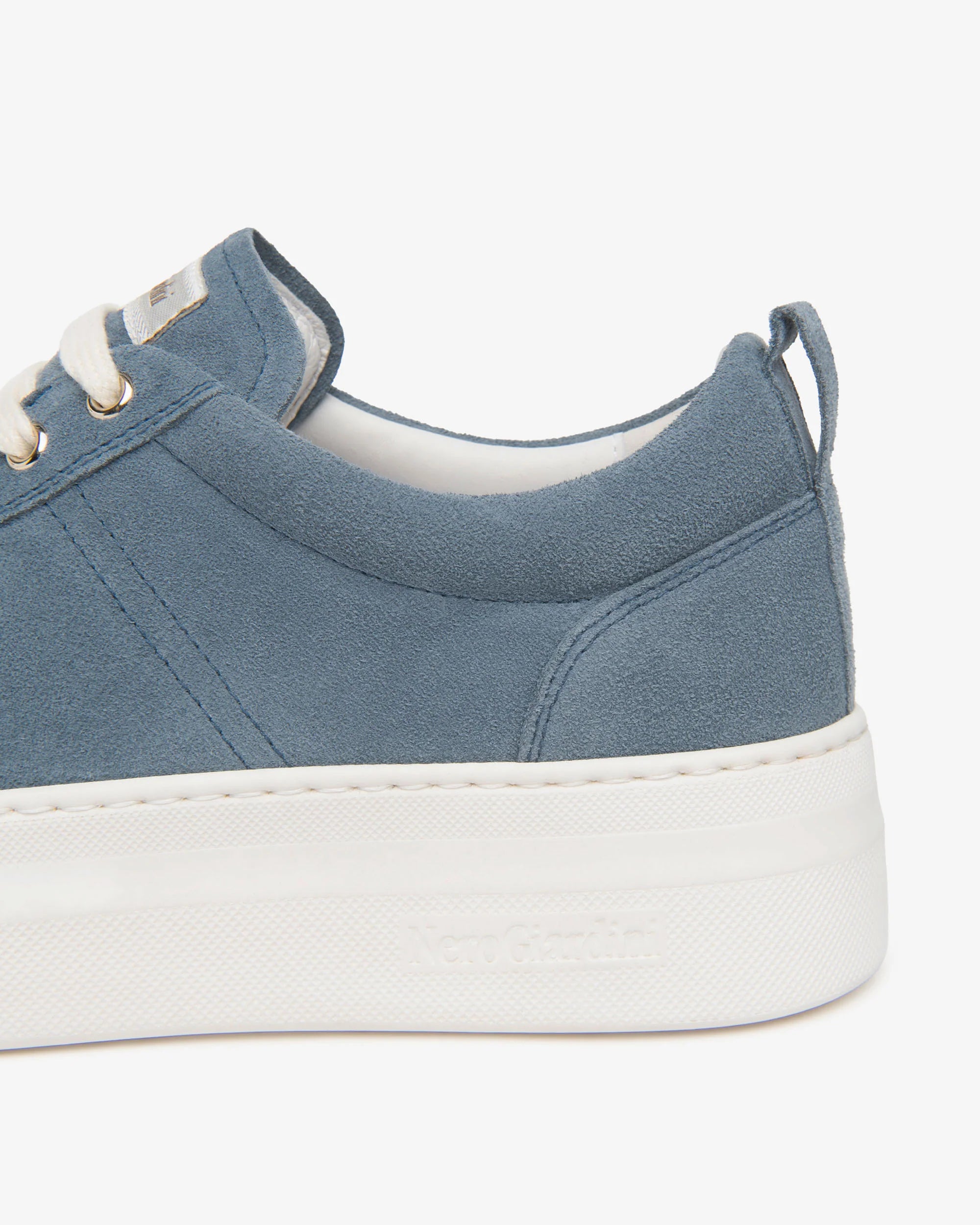 NeroGiardini blue suede platform trainers heel detail