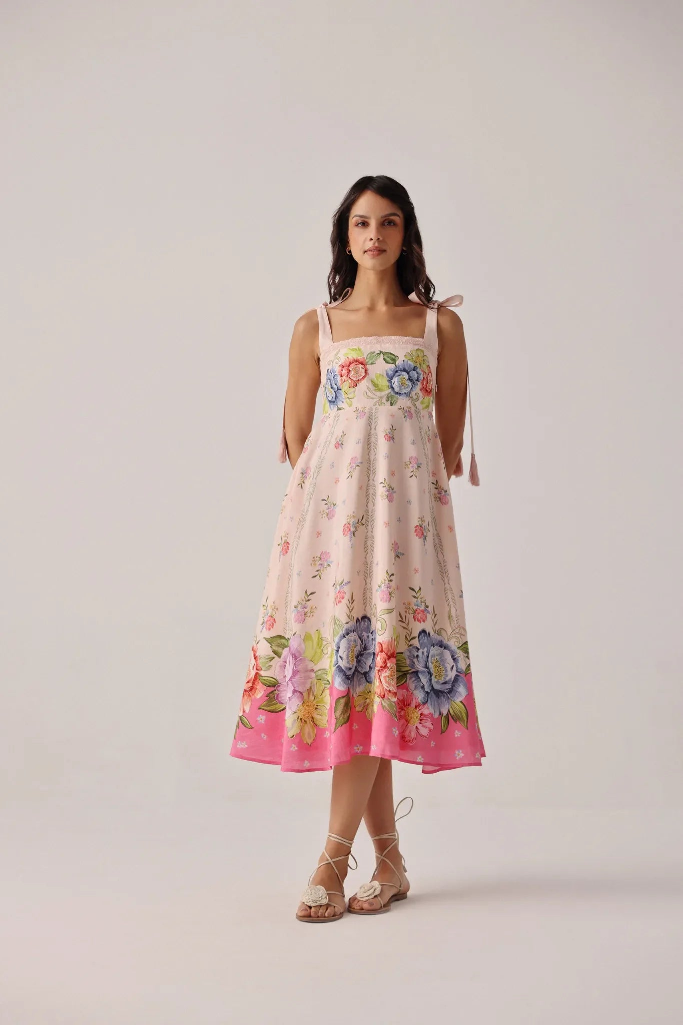 NOIB Nora floral placement print midi dress full length occasion outfit