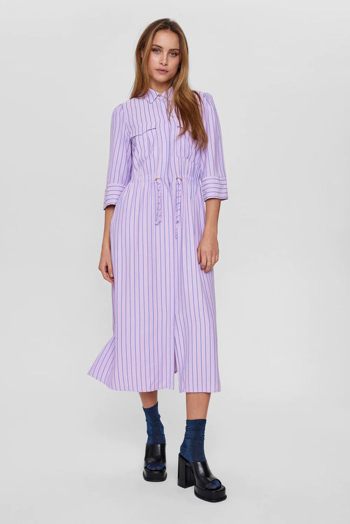 Numph Nuaqua Lilac Pinstripe Shirt Dress