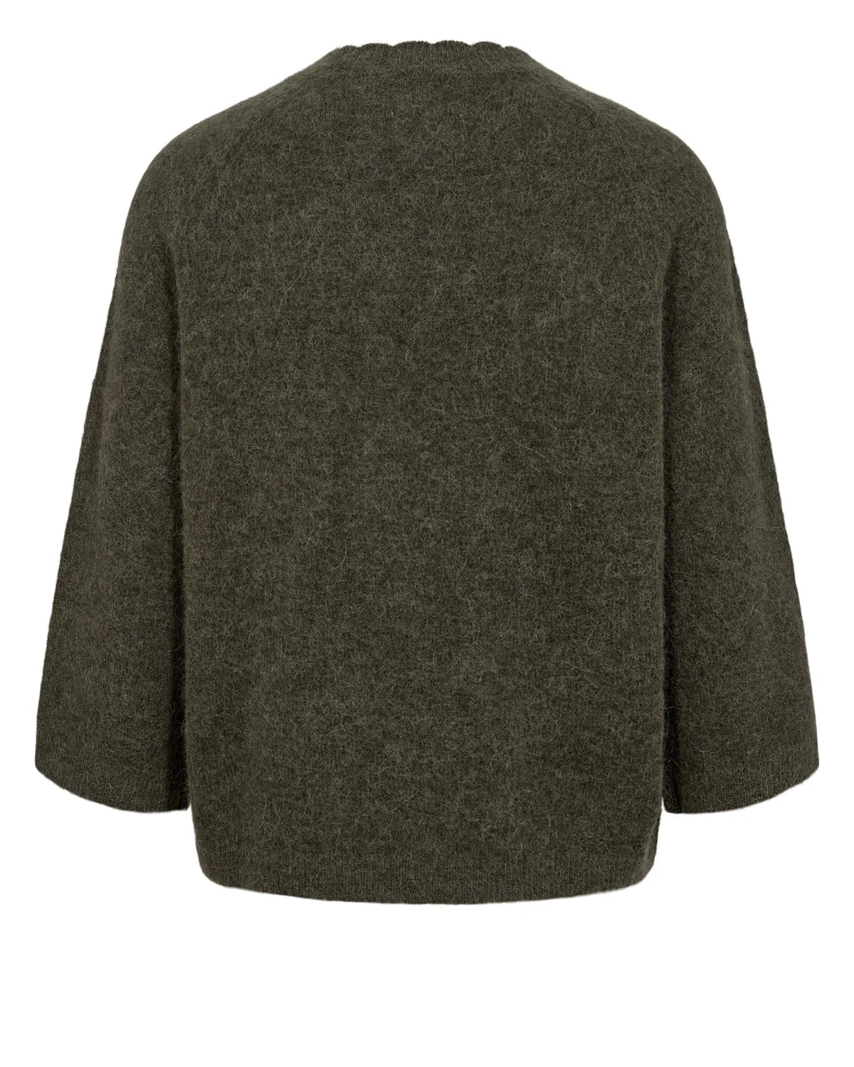 Numph Nuriette Selma Olive Green Wool Jumper – back view
