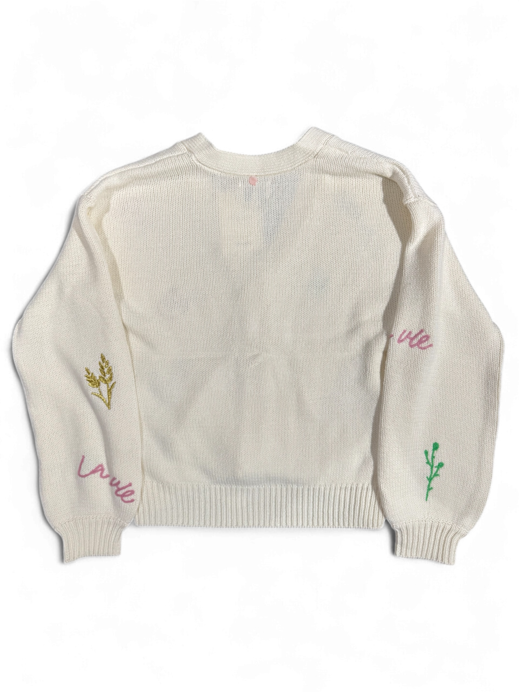 Back of Numph Nuwally motif cardigan in cream with soft relaxed silhouette