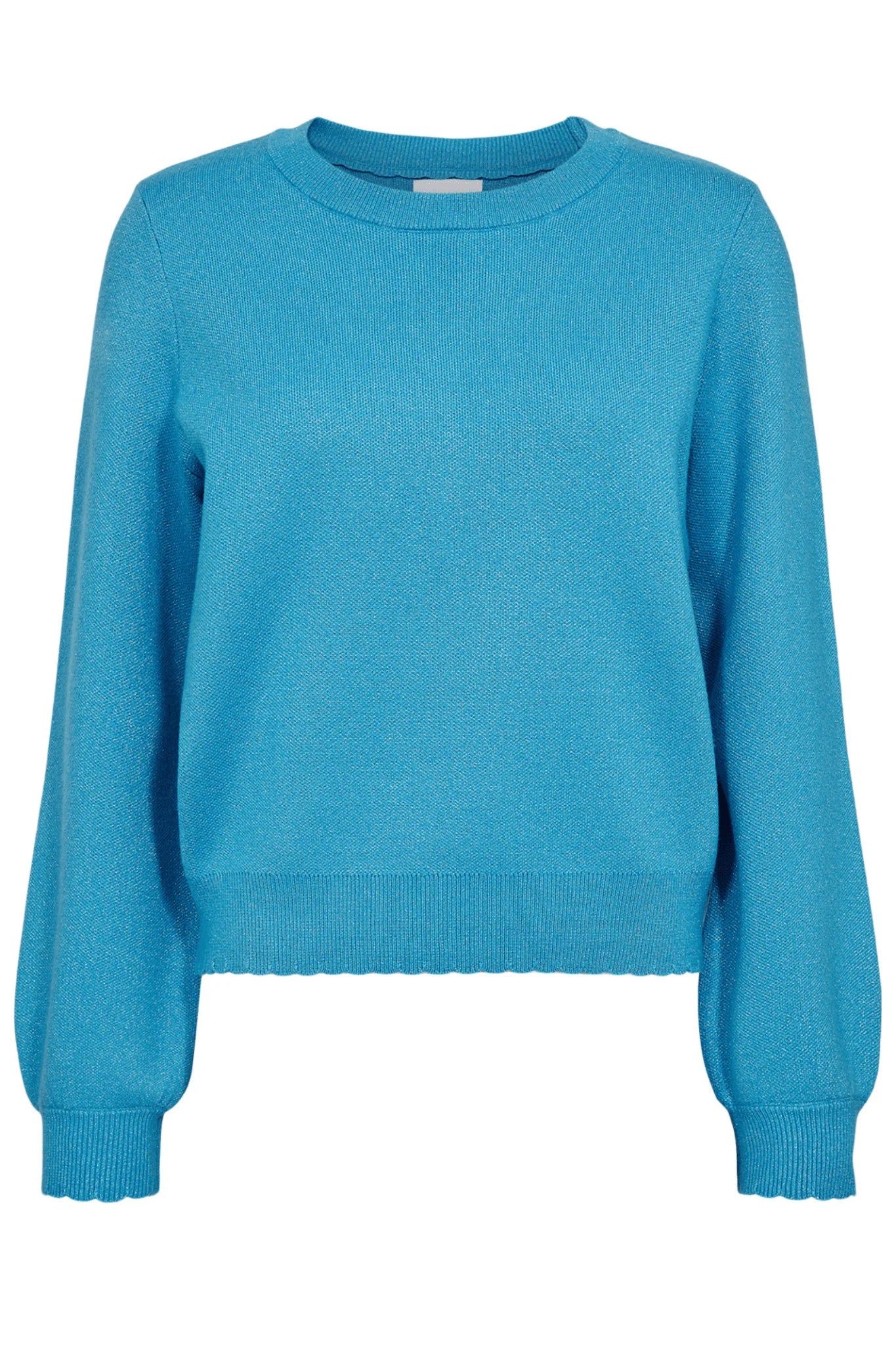 Nümph Nubir jumper in Aquarius blue with fine shimmer thread