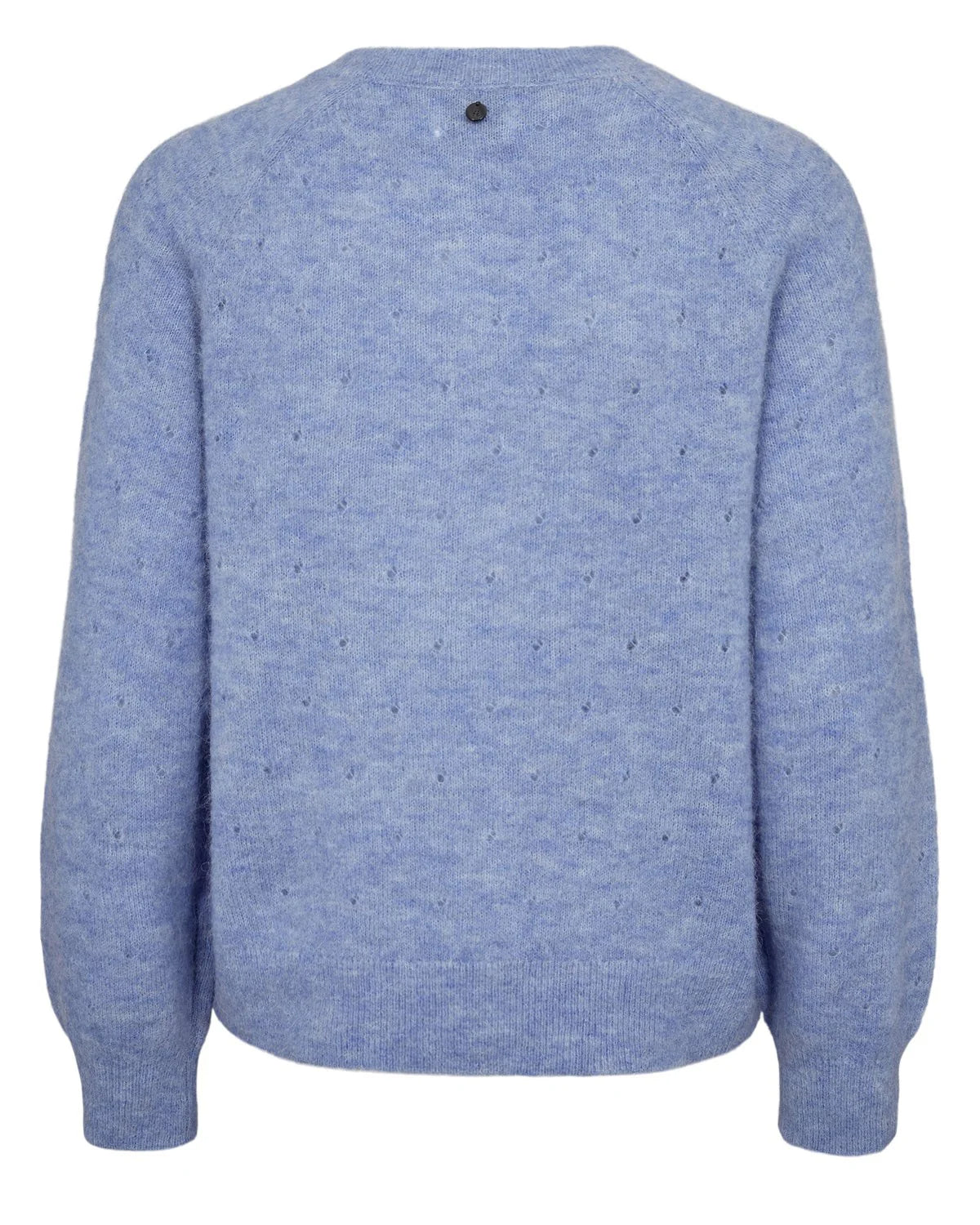 Numph Nurietto light blue pointelle cardigan flat back view