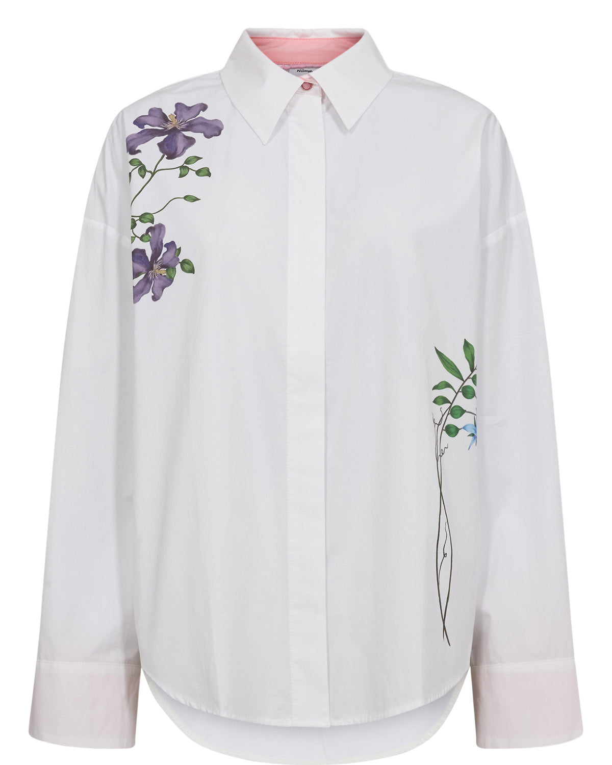 Numph Nuflory white embroidered flower shirt full product image